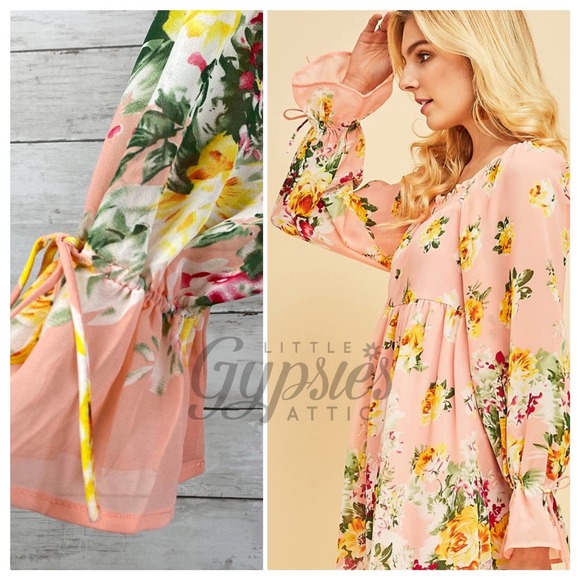 Entro Peach and Yellow Roses Babydoll Dress - Picture 10 of 10